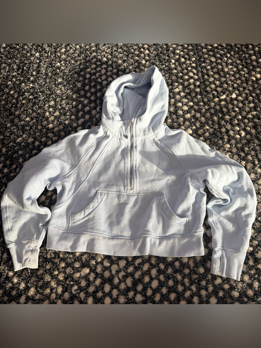 Lululemon Light Blue Women's Half-Zip Hoodie Sweatshirt